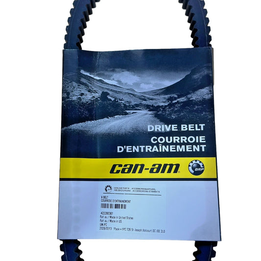 Performance drive belt 367 compatible with select Can-Am models, belt label detail